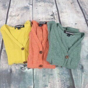 BEAU HUDSON BUNDLE THREE LONG SLEEVE RIBBED BUTTON DOWN SHIRTS SIZE 1